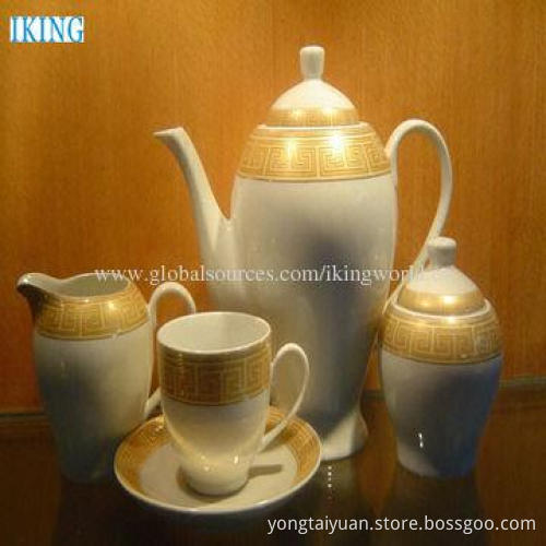 Fine Porcelain Tea/Coffee Set with Gold Decal, Available in Various Shapes and Colors